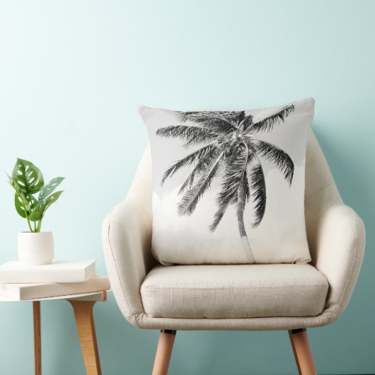 熱帯のヤシの木の黒と白モダンの写真 クッション (椅子)