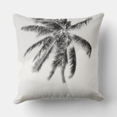 熱帯のヤシの木の黒と白モダンの写真 クッション (裏面)