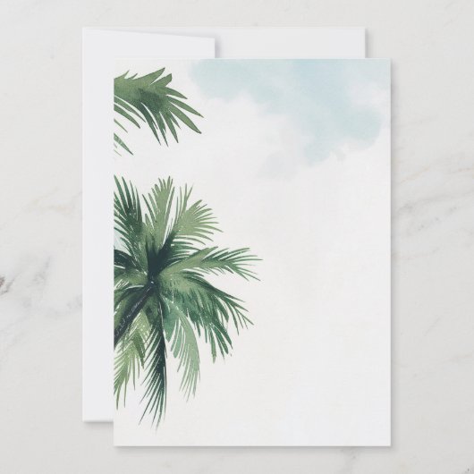 熱帯のヤシの木は日付カードを保存 サンキューカード (裏面)