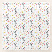 熱帯のヤシの木オレンジピンクの形状 ガラスコースター (正面)