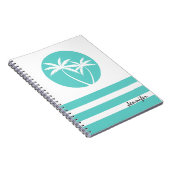 熱帯のヤシの木ストライプと名前 ノートブック (右側)