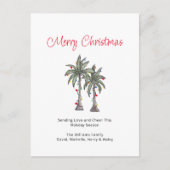 熱帯のヤシの木メリークリスマス シーズンポストカード (正面)