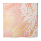 熱帯のヤシの木離れのバラ金ゴールドピンク素朴 タイル (正面)