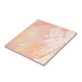 熱帯のヤシの木離れのバラ金ゴールドピンク素朴 タイル (側面)