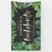 熱帯のヤシの葉とスクリプト金ゴールドバチェロレッテ 横断幕 (縦)