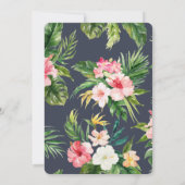 熱帯のヤシの葉とフローラの水色の葉 セーブザデート (裏面)