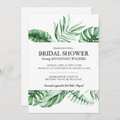 熱帯のヤシの葉のブライダルシャワーの招待状 案内状 (正面/裏面)