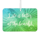 熱帯のヤシの葉の写真の緑エメラルドシーカー カーエアーフレッシュナー (正面)