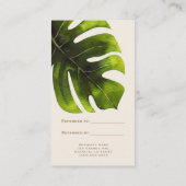 熱帯のヤシの葉の夏エレガントが友達を参照 紹介カード (裏面)