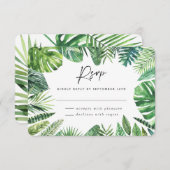 熱帯のヤシの葉の葉の結婚式の返信 出欠カード (正面/裏面)