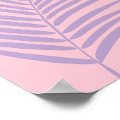 熱帯のヤシの葉ピンクと紫 ポスター (角)