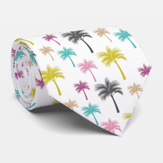 熱帯のヤシ数々のの木色の夏のパターン ネクタイ (ロール)