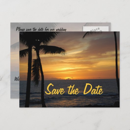 熱帯のヤシ結婚の木の日 案内ポストカード (正面/裏面)