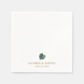 熱帯のヤシ結婚の葉 スタンダードカクテルナプキン (正面)