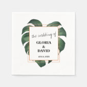 熱帯のヤシ結婚の葉 スタンダードカクテルナプキン (正面)