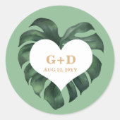 熱帯のヤシ結婚の葉 ラウンドシール (正面)