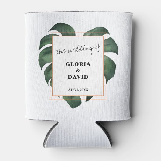 熱帯のヤシ結婚の葉 缶クーラー (正面)