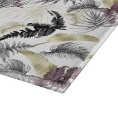 熱帯のヤシ、ワインと黒のシダ カッティングボード (角)