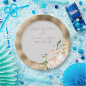 熱帯のランとプルメリアの花を金ゴールド ペーパープレート (パーティー)