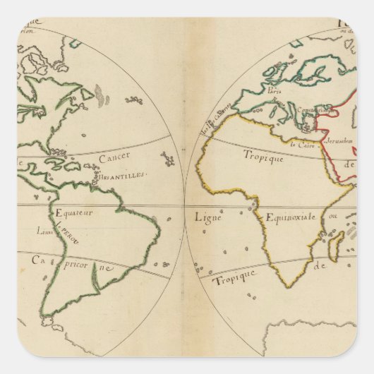熱帯の世界地図 スクエアシール (正面)