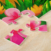 熱帯の光景を見た恐竜の漫画 ジグソーパズル (側面)