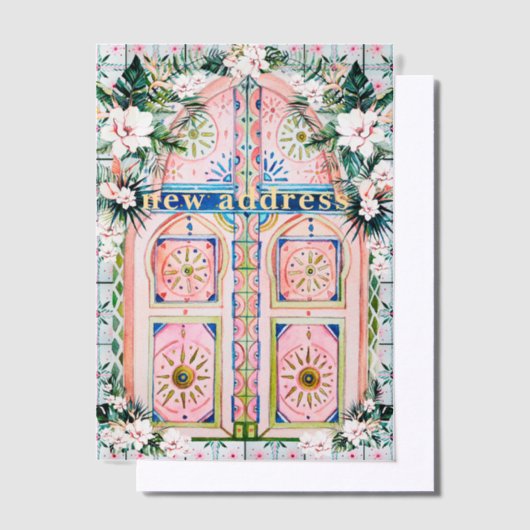 熱帯の入り口 | 新しいアドレス ベラム紙招待状 (オフセット)