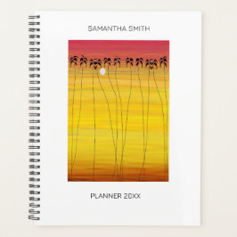 熱帯の夏とシルエットのココナッツの木 プランナー手帳