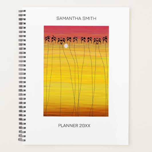 熱帯の夏とシルエットのココナッツの木 プランナー手帳 (正面)
