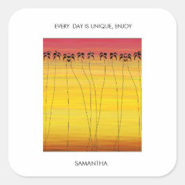 熱帯の夏とシルエットのココナッツツリー スクエアシール