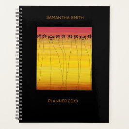 熱帯の夏とシルエットのココナッツツリー プランナー手帳