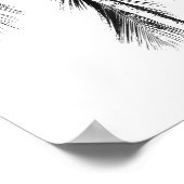 熱帯の夏に白と黒のヤシ ポスター (角)