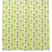 熱帯の夏のパイナップルとパーム葉のパターン シャワーカーテン (正面)