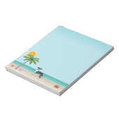 熱帯の夏のビーチで白黒のイギー犬 ノートパッド (回転)