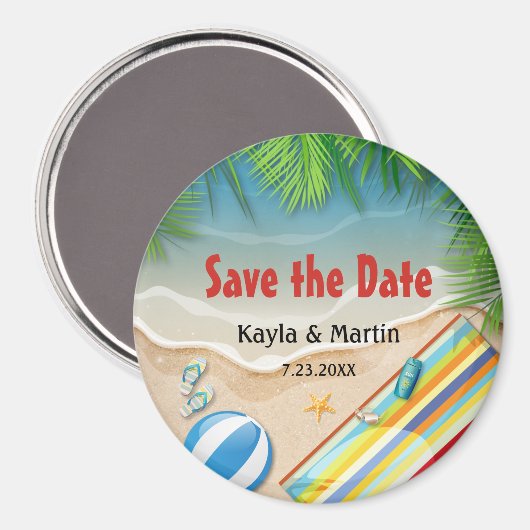 熱帯の夏のビーチパーティー保存日 マグネット (正面/裏面)