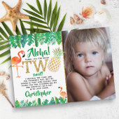 熱帯の夏のビーチルアウ(ハワイ式宴会)ボーイズ写真2nd誕生日 サンキューカード