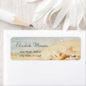 熱帯の夏のビーチ，砂，貝殻 ラベル (インサイチュ)