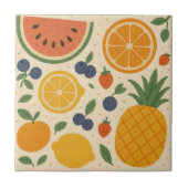 熱帯の夏のフルーツタイル – 水彩セラミックAr タイル (正面)