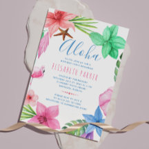 熱帯の夏の予算の誕生日パーティーの招待