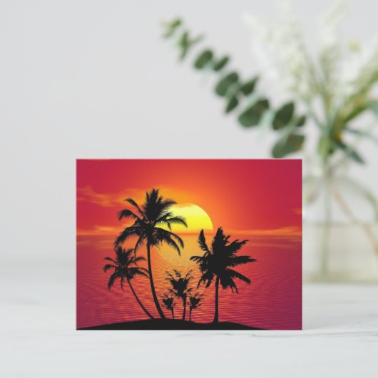 熱帯の夏の夕日 ポストカード (スタンド正面)