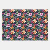 熱帯の夏の花葉のプリントギフト ラッピングペーパーシート (正面)