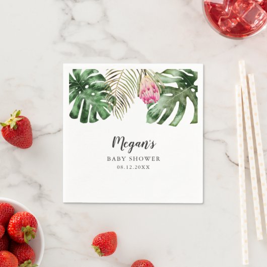 熱帯の夏の赤ちゃんシャワー水色 スタンダードカクテルナプキン (インサイチュ)