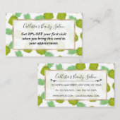 熱帯の夏の黄色の緑のパイナップルの果実 割引カード (正面/裏面)