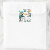 熱帯の夏パイナップルオウム鳥水色 スクエアシール (バッグ)