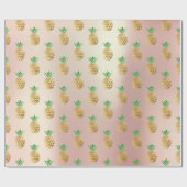 熱帯の夏パイナップル金ゴールドミントフルーツ ラッピングペーパー (フラット)