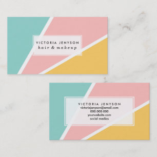 熱帯の夏パステルピンクのターコイズ黄色 名刺