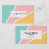 熱帯の夏パステルピンクのターコイズ黄色 名刺 (正面/裏面)
