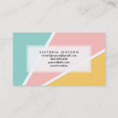 熱帯の夏パステルピンクのターコイズ黄色 名刺 (裏面)