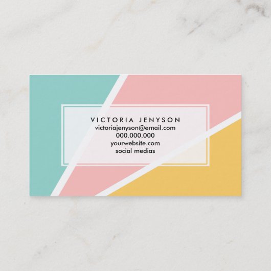 熱帯の夏パステルピンクのターコイズ黄色 名刺 (裏面)