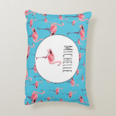 熱帯の夏ピンクのフラミンゴパターン アクセントクッション (裏面(縦))