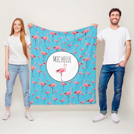 熱帯の夏ピンクのフラミンゴパターン フリースブランケット (インサイチュ)